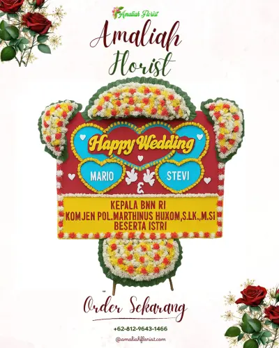 Karangan Papan Bunga Pernikahan di Pamarayan